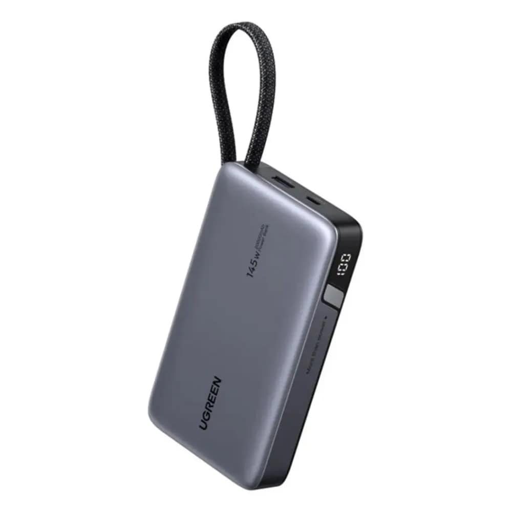 Ugreen Powerbank PB536 20000mAh 45W QC + PD – Harmaa / Powerbank kaapelilla / USB-C-akku