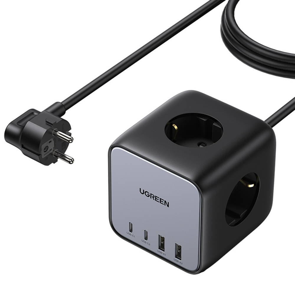 UGREEN Nexode DigiNest Cube jatkojohto 65 W GaN – 3x Schuko, 2x USB-C, 2x USB-A, PD & PPS