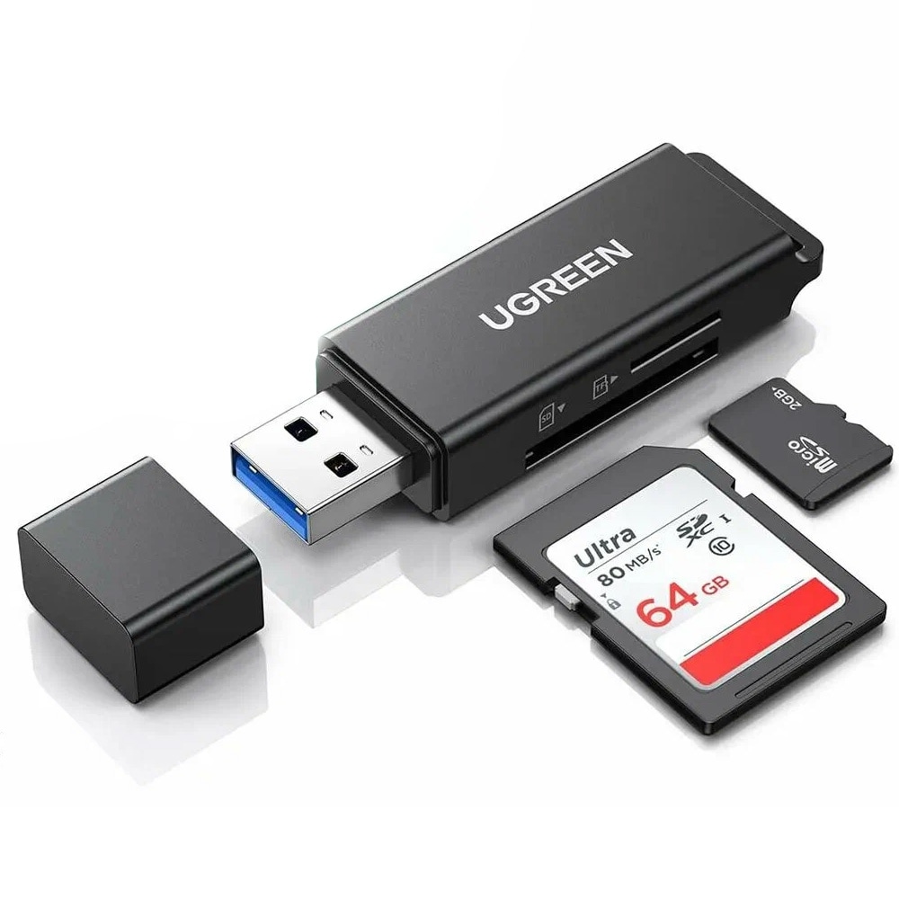 Ugreen CM104 USB 3.0 -muistikortinlukija (SD, microSD) / USB-A-muistikortinlukija / SD-korttisovitin