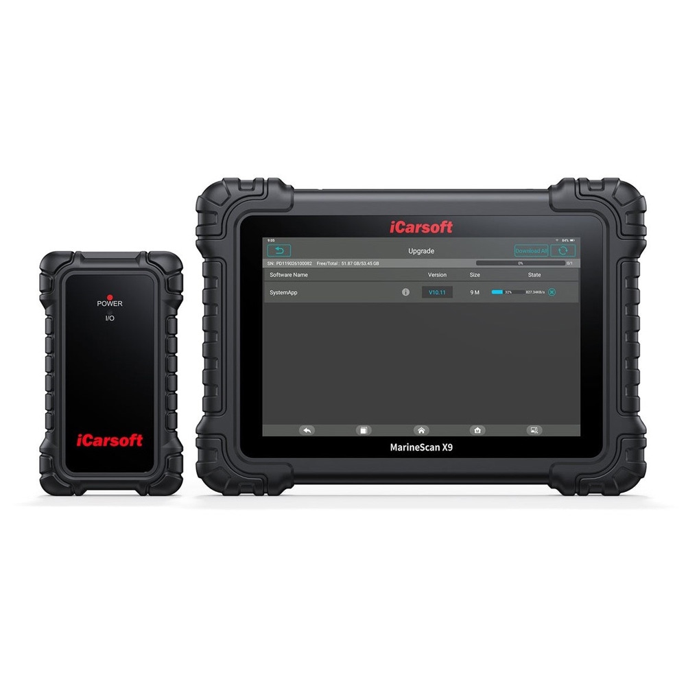 iCarsoft MarineScan X9 venediagnostiikkalaite – vesijeteille, perämoottoreille ja sisämoottoreille, interaktiiviset kytkentäkaaviot