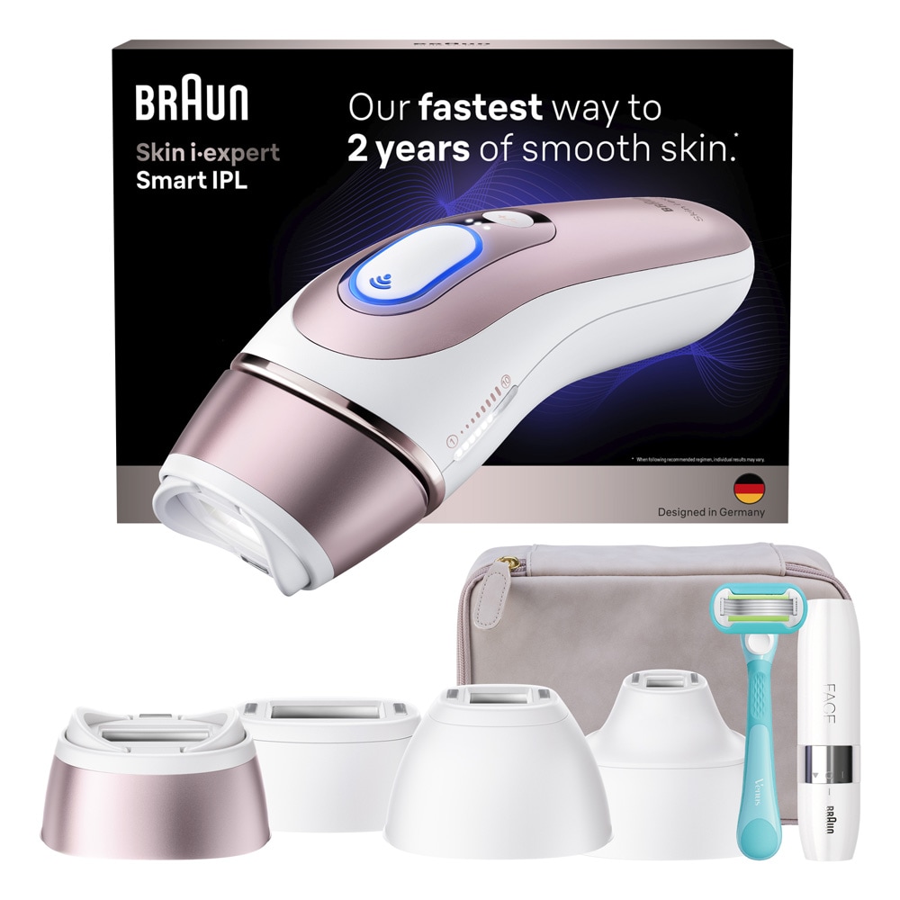 Braun Skin i·expert PL7432 IPL-karvanpoistolaite – älykäs ihonsävysensori, sovellus ja 4 vaihtopäätä