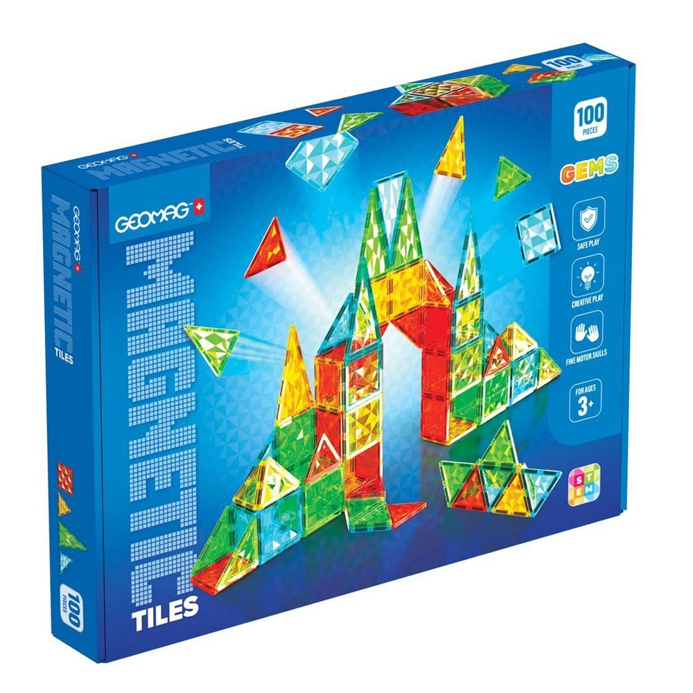 Geomag Gems magneettinen rakennussarja 100 osaa – värikkäät 3D-rakennuspalikat, alk. 3 vuotta