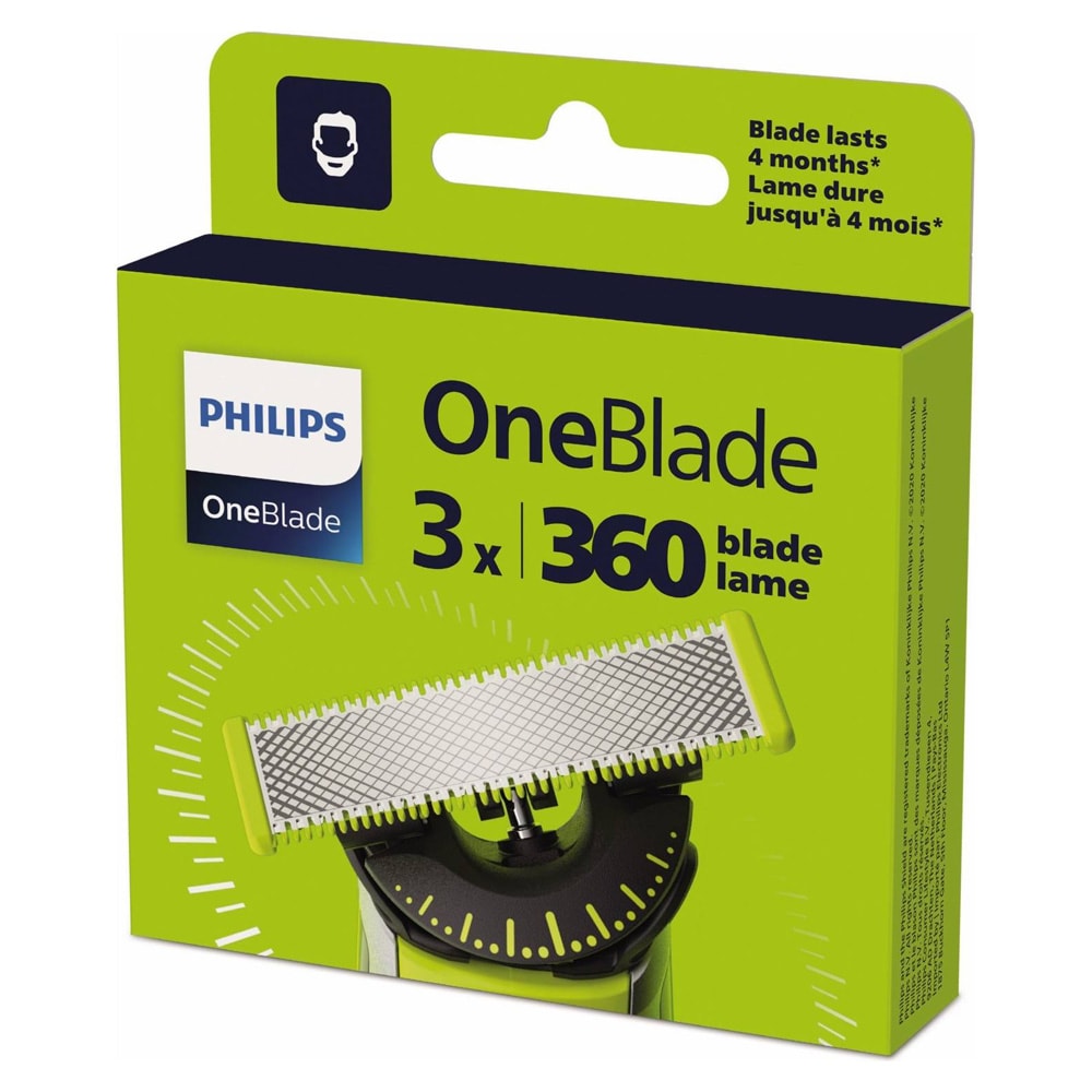 Philips OneBlade QP936/50-parranajopää / 3 kpl:n vaihtoteräpakkaus / 360-, Anti-friction- ja Intimate-terät