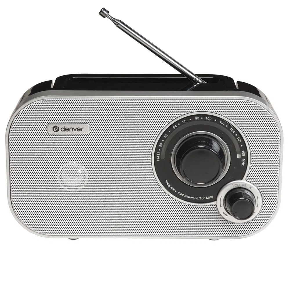 Denver TR-51W -paristokäyttöinen FM-radio / Kannettava FM-radio / Analoginen radio, jossa on teleskooppiantenni