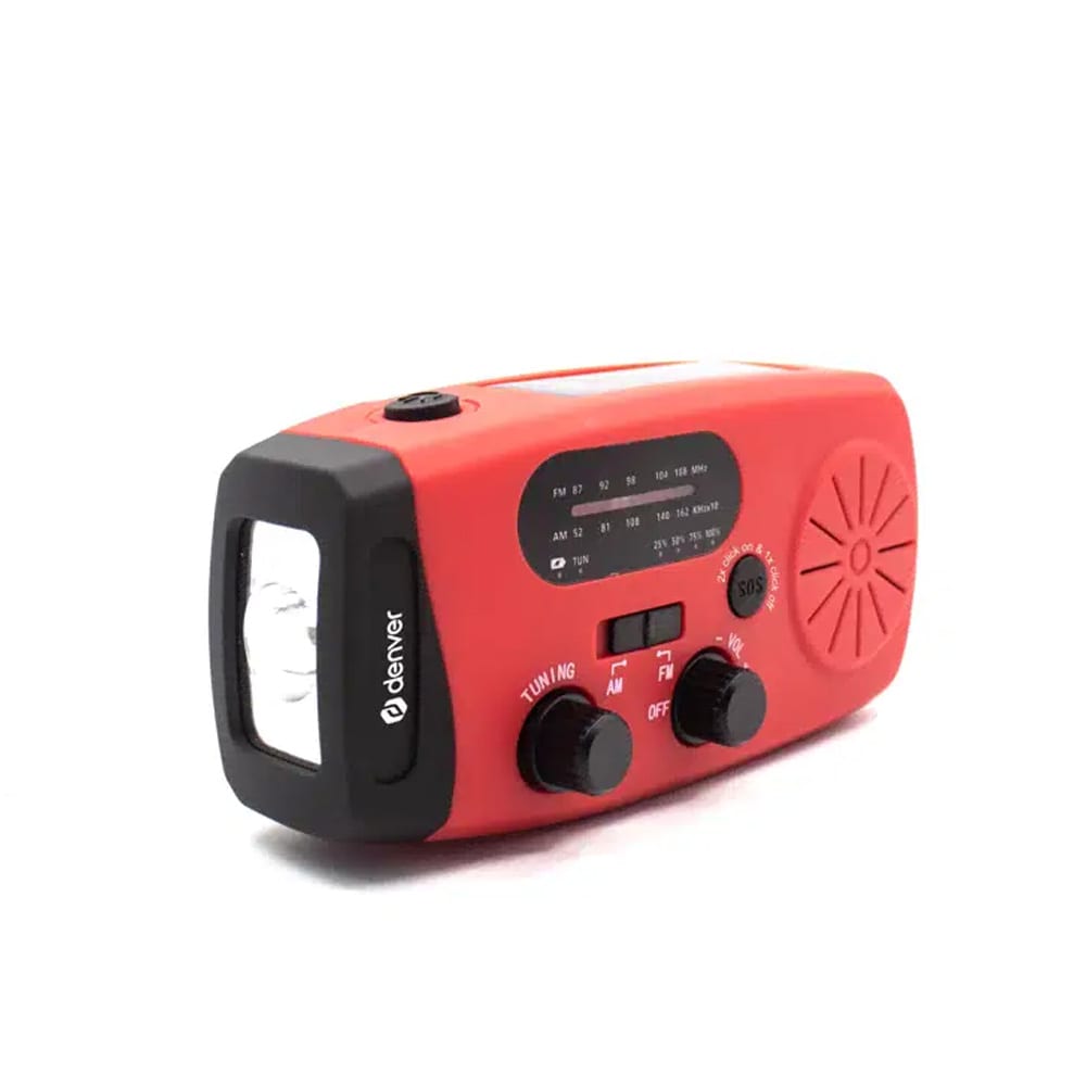 Denver SCR-2007 Käsikäyttöinen radio, jossa aurinkopaneelilataaminen / Hätäradio SOS-toiminnolla / 2000 mAh:n powerbank