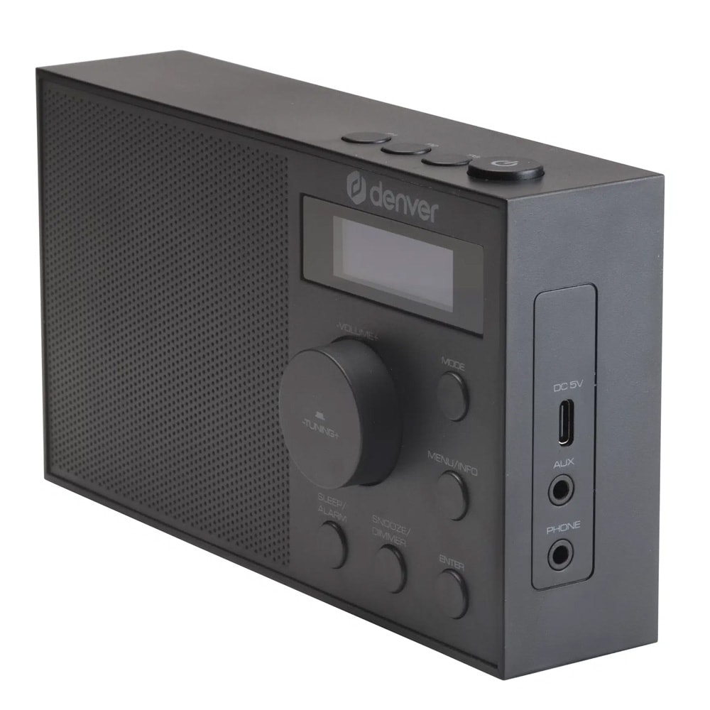 Denver DAB-51B DAB+/FM-radio – Svart / Herätyskello, jossa on kaksi herätystä / DAB-radio, jossa on 40 pikavalintaa