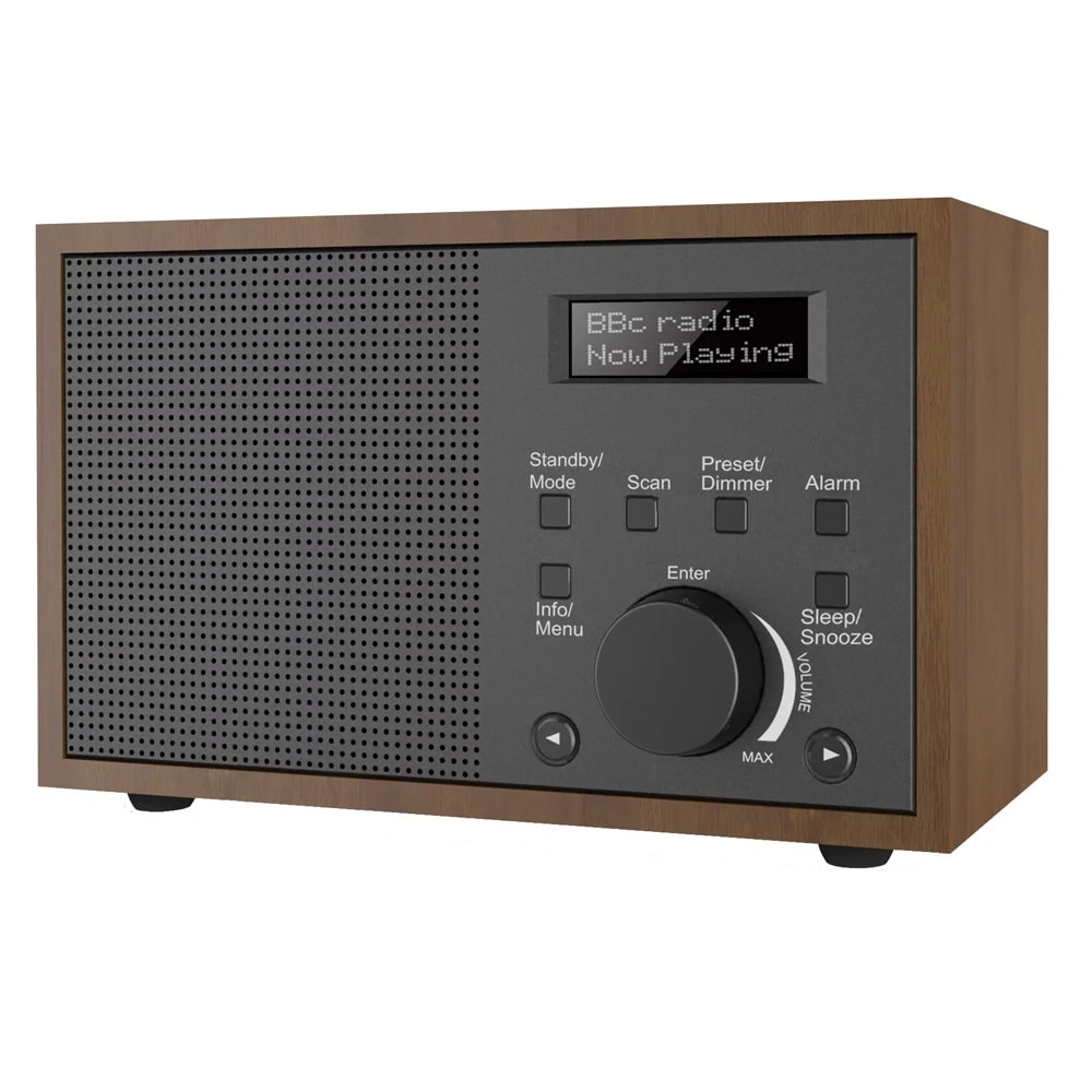 Denver DAB-46DGR kannettava DAB/FM-radio – herätyskello, paristokäyttöinen, tummanharmaa