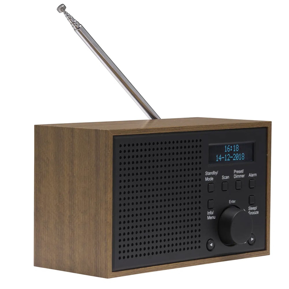 Denver DAB-46DGR kannettava DAB/FM-radio – herätyskello, paristokäyttöinen, tummanharmaa