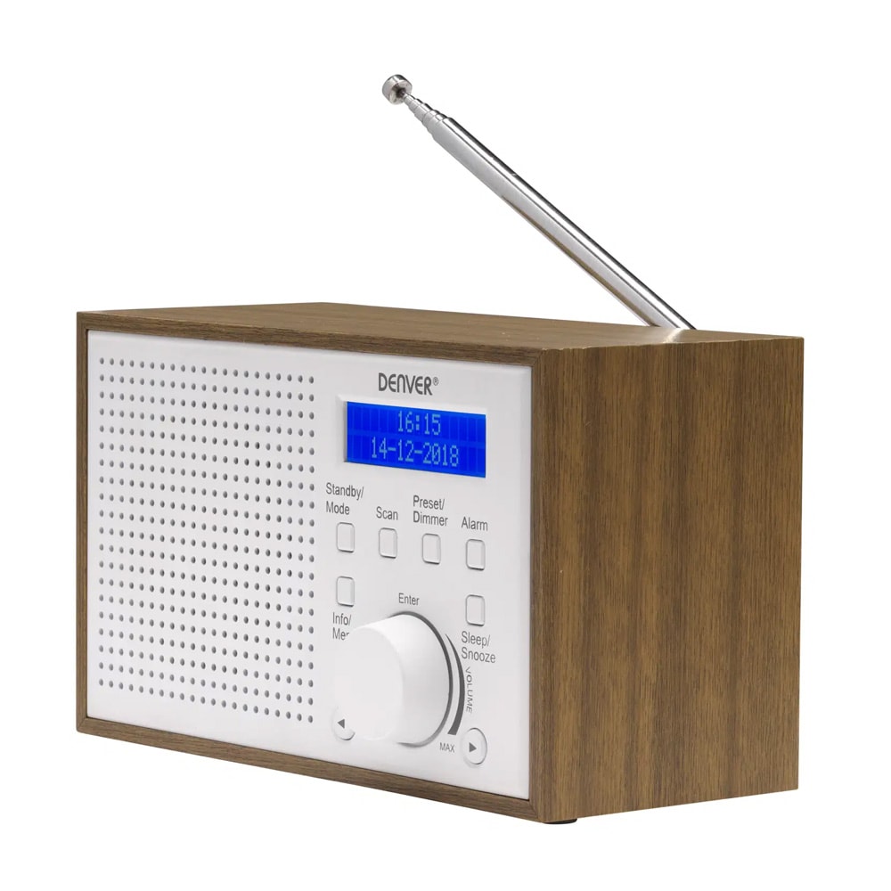 Denver DAB-46DW DAB-FM-radio – Kannettava DAB-radio – Herätyskello