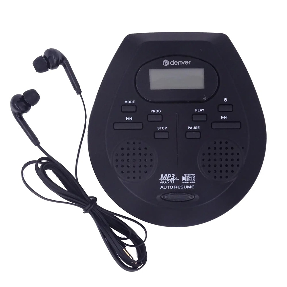 Denver DMP-395B Kannettava CD-soitin MP3-tuella, Anti-Shock, sisäänrakennetut kaiuttimet ja kuulokkeet – Musta