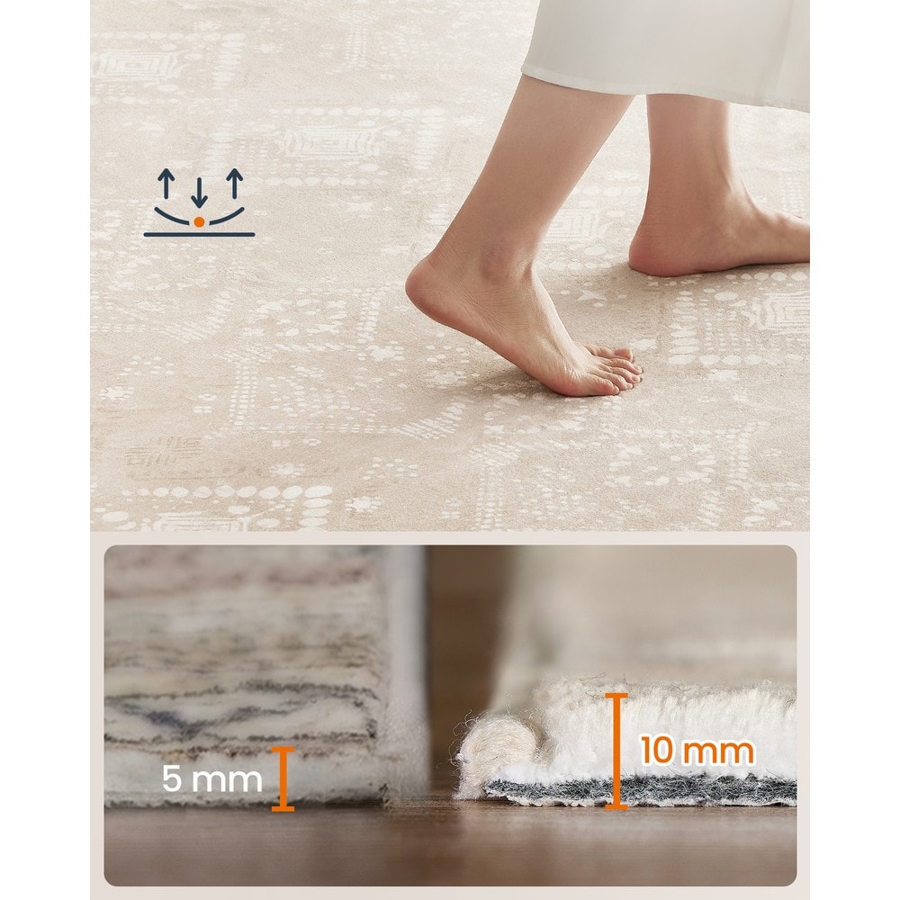 Tvättbar matta i bohostil 200x290 cm - Beige