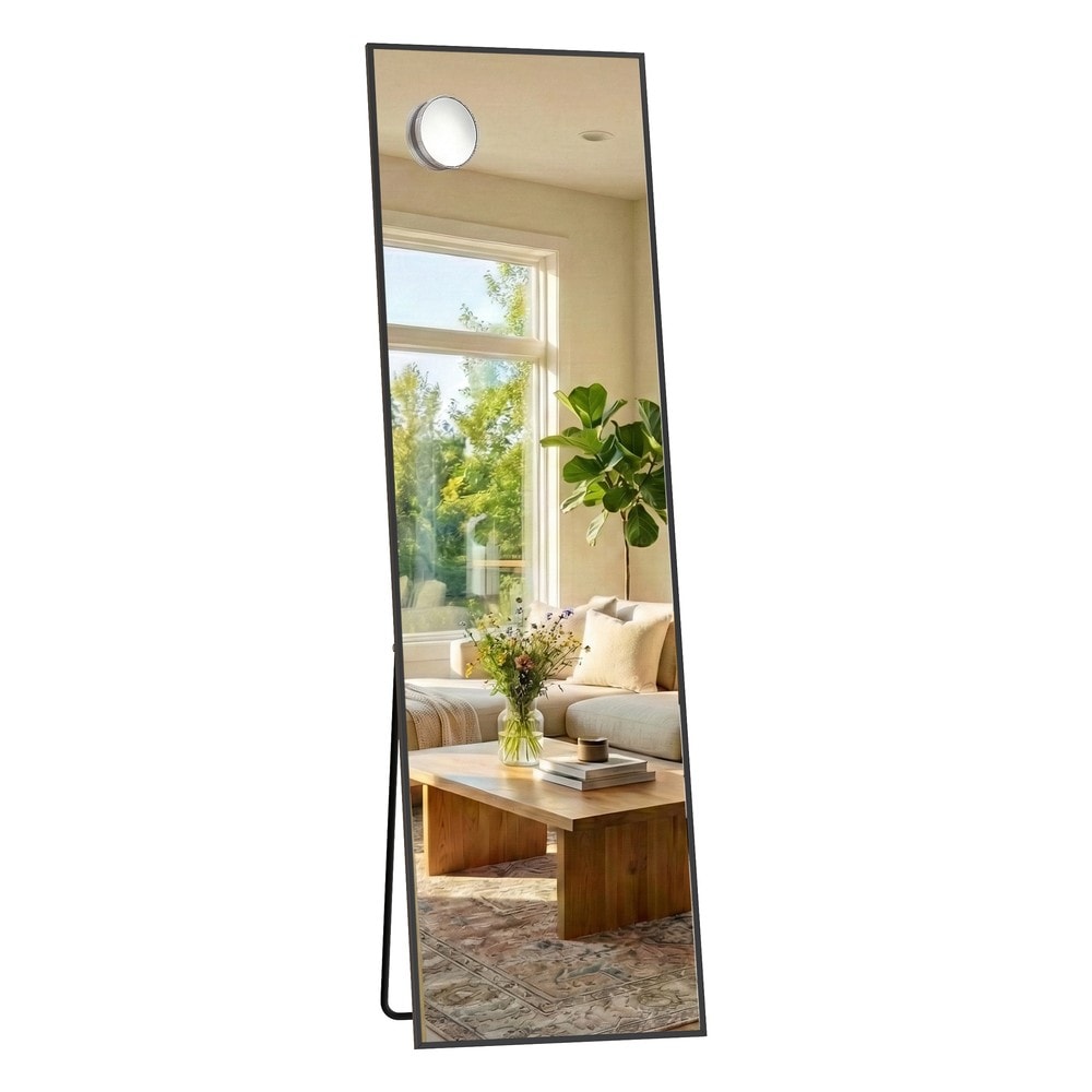 Kokovartalopeili 150 x 40 cm – Musta alumiinikehys, lattia- ja seinäpeili