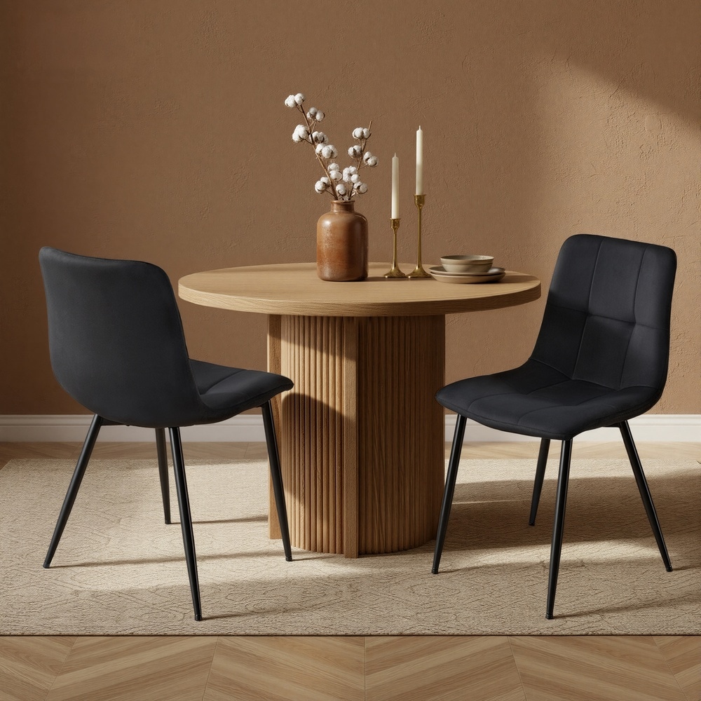 Ruokapöydän tuolit 4 kpl, musta sametti, pehmustetut, 43x51x82 cm – KDC080BH01