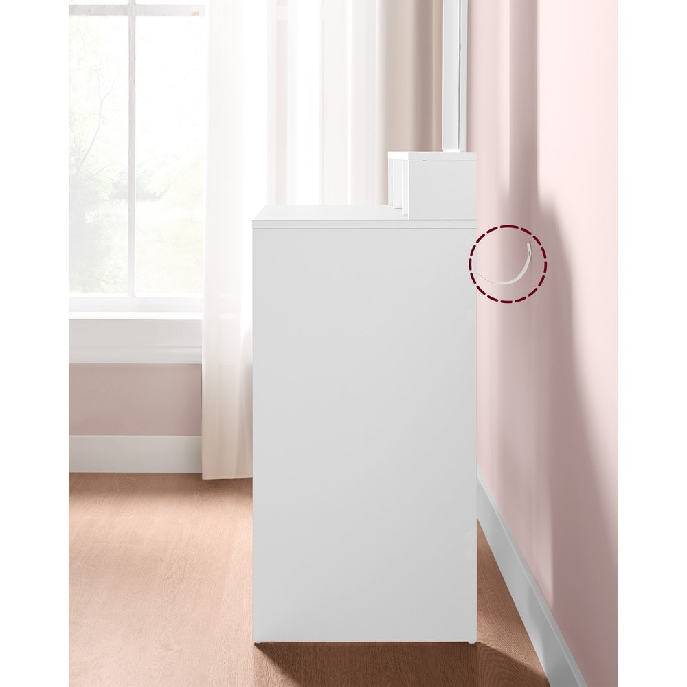 Meikkipöytä peilillä 60x40x127 cm, valkoinen, 2 laatikkoa ja 3 säilytyslokeroa – RDT103W01