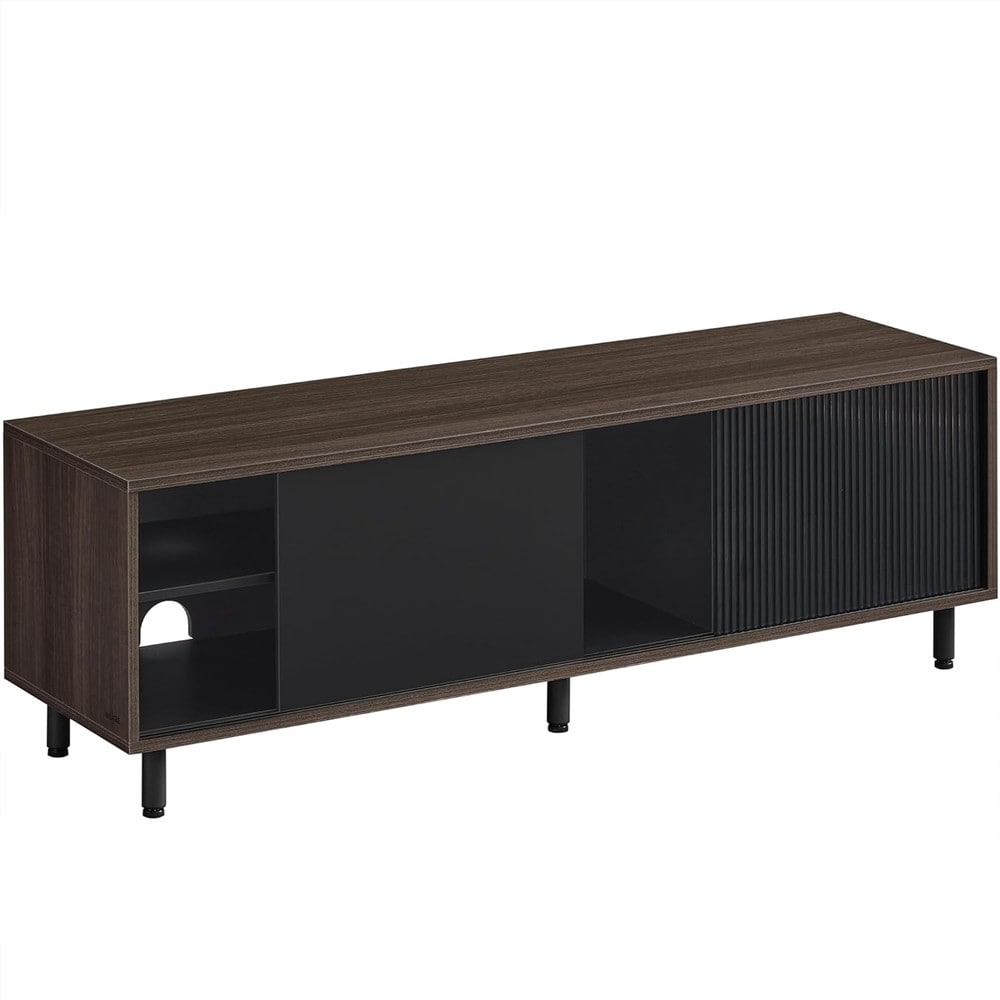 TV-bänk med räfflat glas för TV upp till 60 tum 140 cm - Brun/Svart