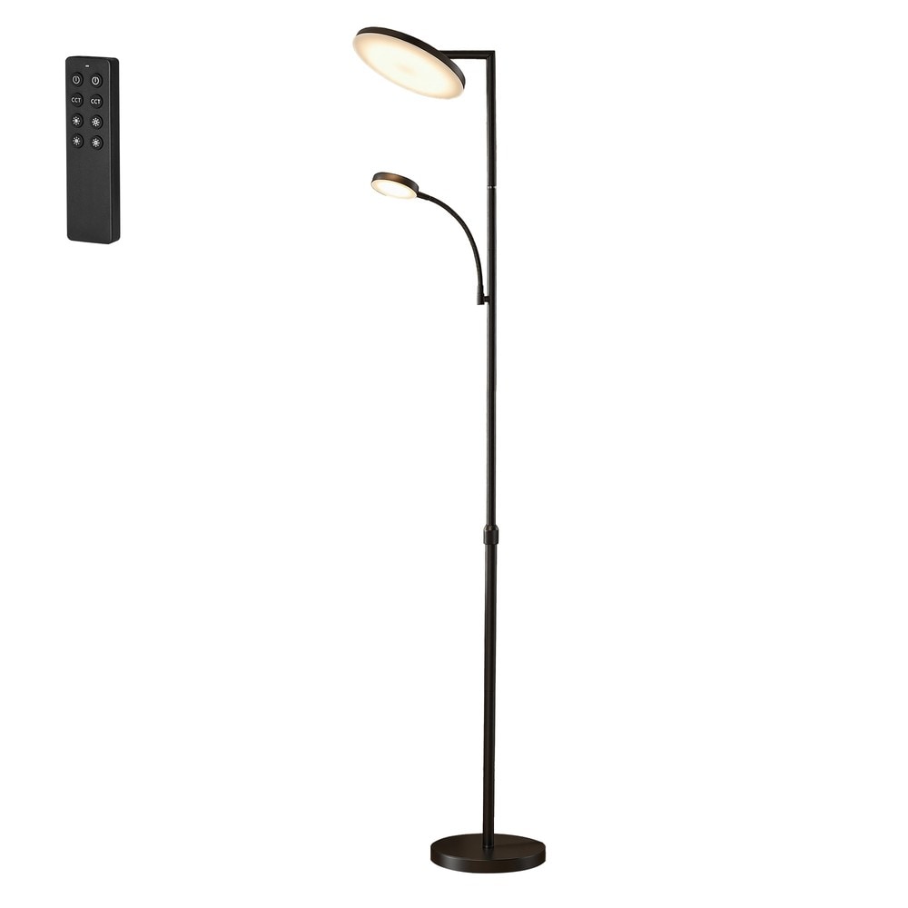 LED-lattiavalaisin lukuvalolla 42 W, 4200 lm, himmennettävä, kaukosäädin – musta