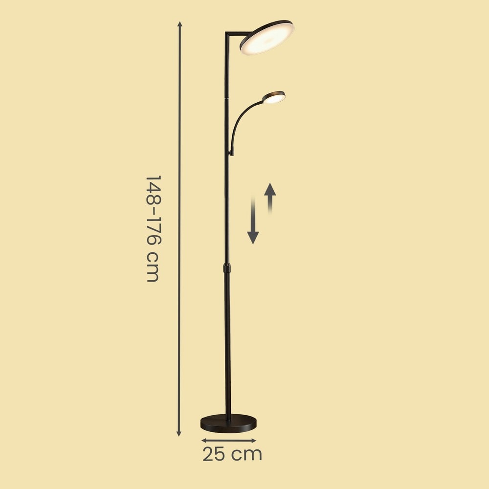 LED-lattiavalaisin lukuvalolla 42 W, 4200 lm, himmennettävä, kaukosäädin – musta