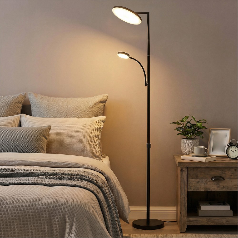 LED-lattiavalaisin lukuvalolla 42 W, 4200 lm, himmennettävä, kaukosäädin – musta
