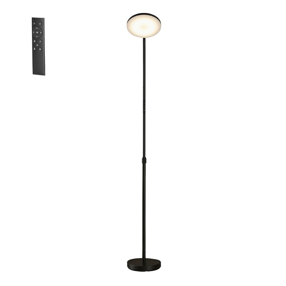 LED-lattiavalaisin, korkeussäädettävä 148–176 cm, himmennettävä, kaukosäädin – musta