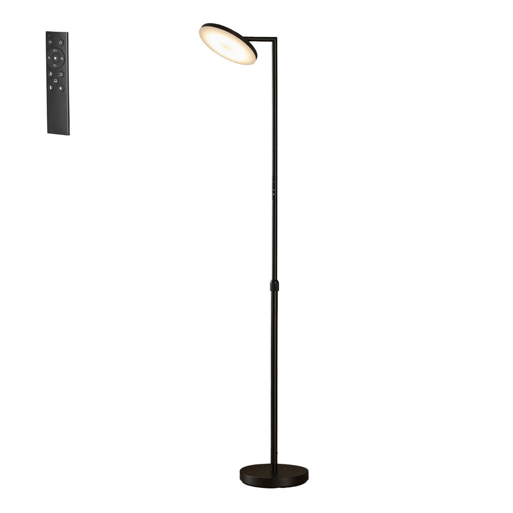 LED-lattiavalaisin, korkeussäädettävä 148–176 cm, himmennettävä, kaukosäädin – musta