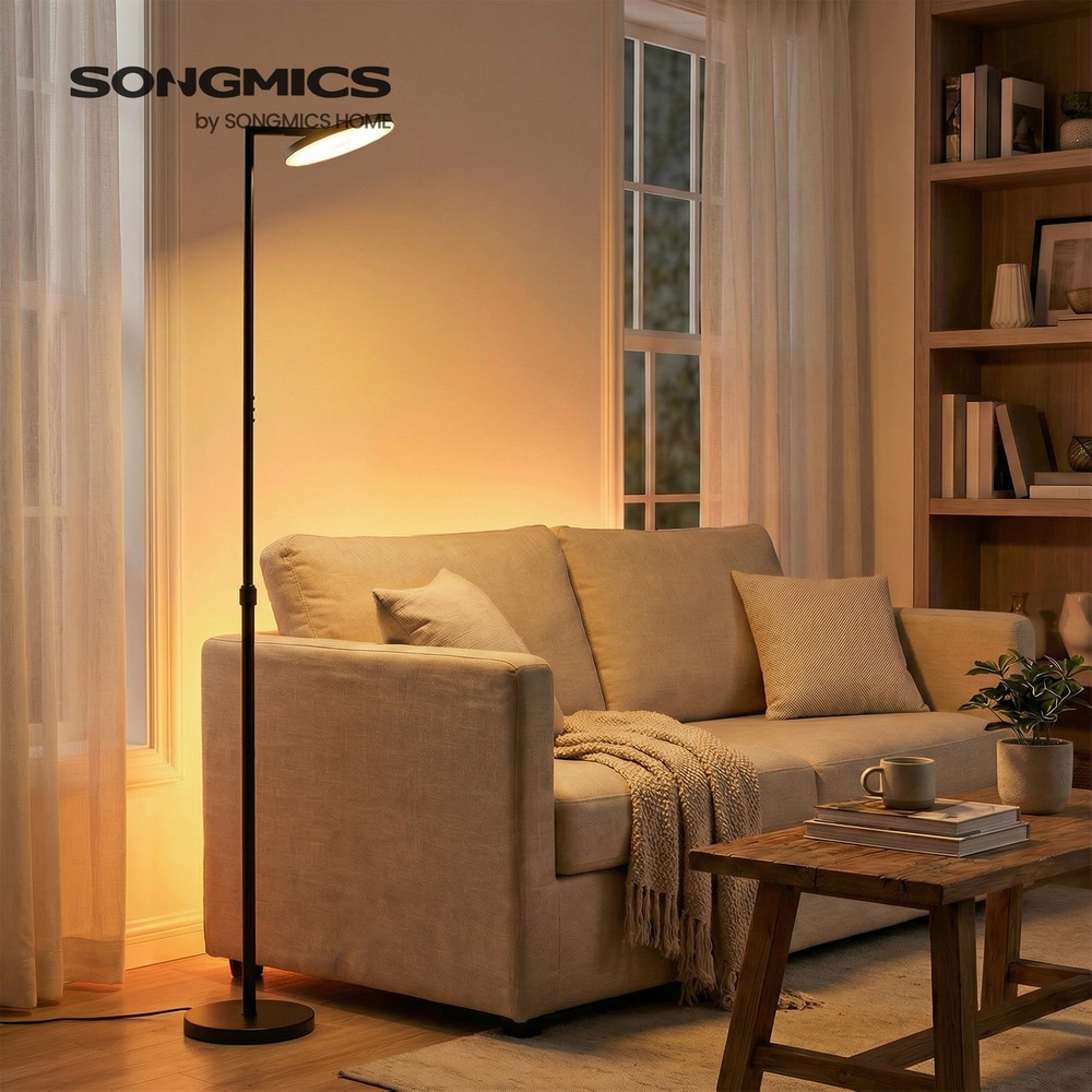 LED-lattiavalaisin, korkeussäädettävä 148–176 cm, himmennettävä, kaukosäädin – musta