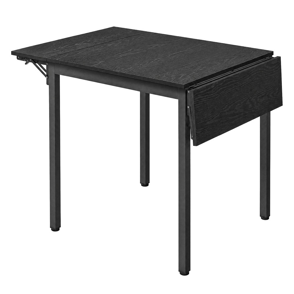 Musta jatkettava ruokapöytä 2 taitettavalla sivulevyllä, 84,5–120 x 78 x 76,2 cm, teräsjalat