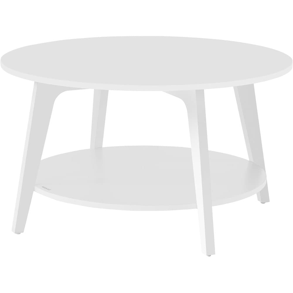 Runt soffbord med 2 hyllplan 80 cm - Vit