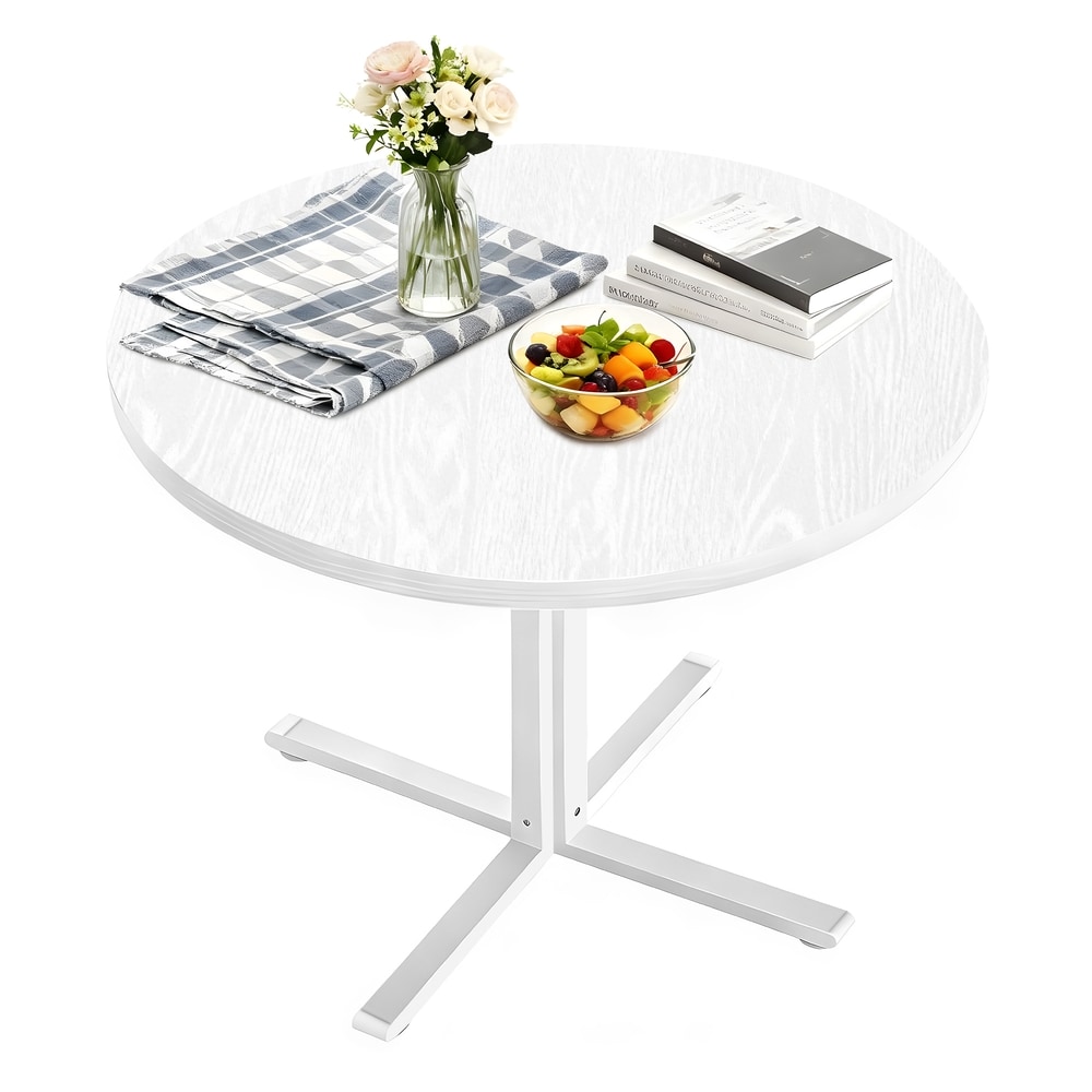Pyöreä ruokapöytä 80 cm, valkoinen, 2–4 hengelle, teräsjalat, 80 x 74,8 cm