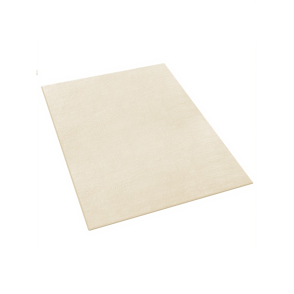 Enfärgad matta halkfri tvättbar 120x170 cm - Beige