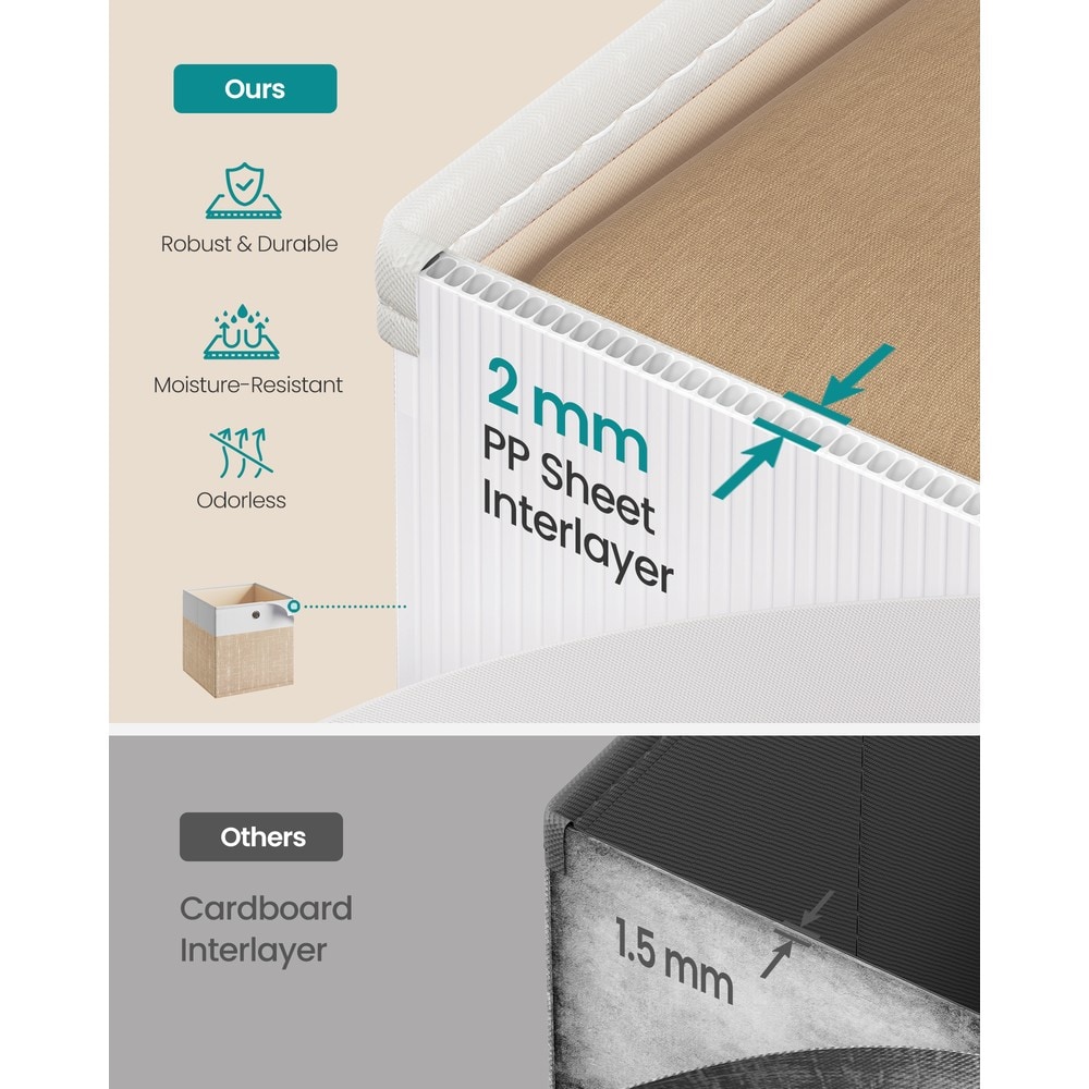 Hopfällbara förvaringslådor i tyg med handtag 6-pack - Sandbeige