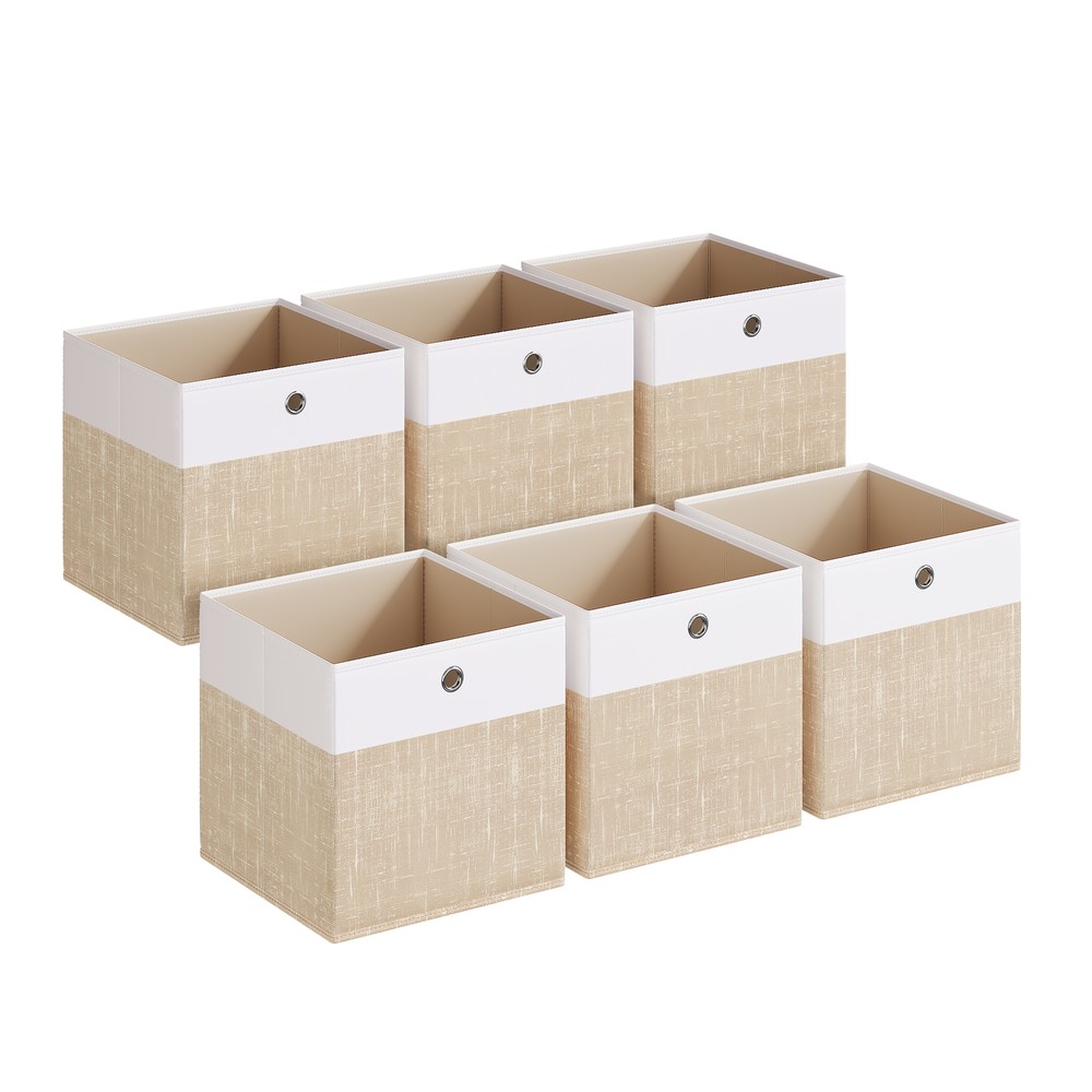 Hopfällbara förvaringslådor i tyg med handtag 6-pack - Sandbeige