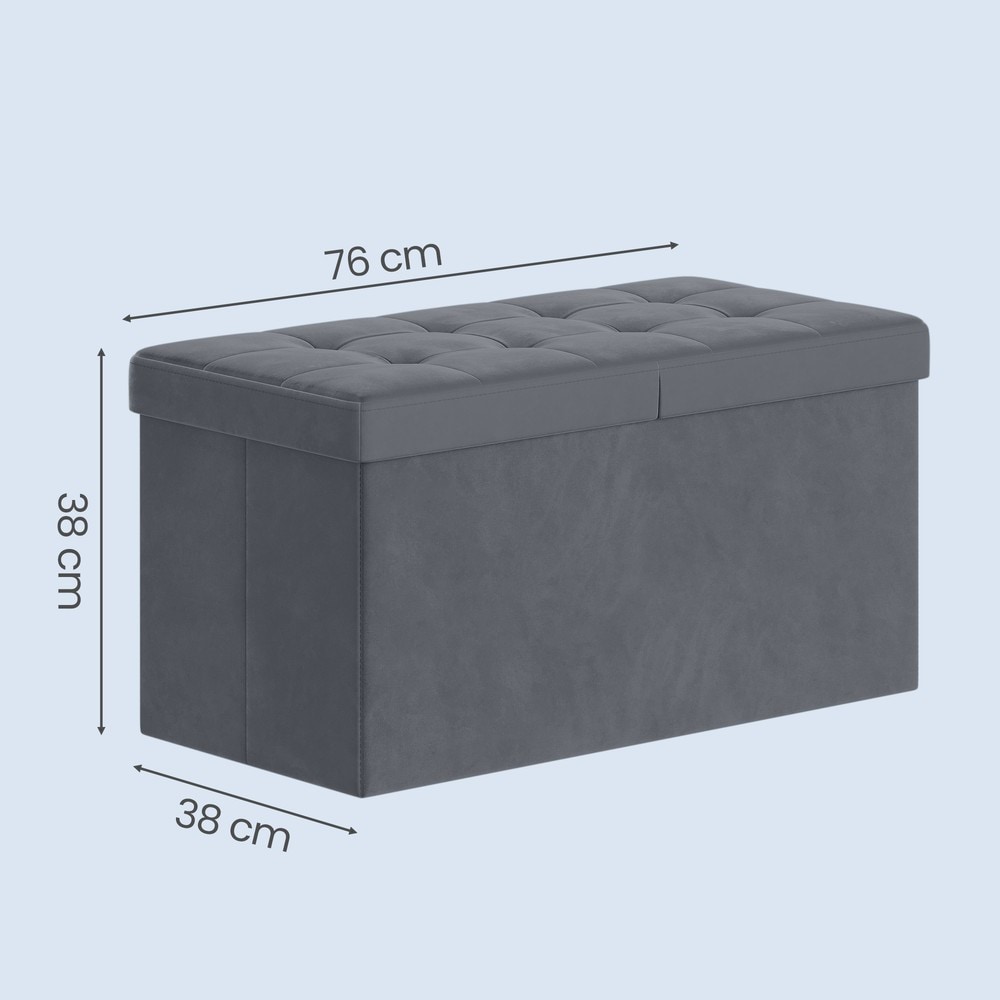 Taitettava säilytysrahi 76 cm – Samettinen säilytyspenkki, 89 l, liuskekivenharmaa