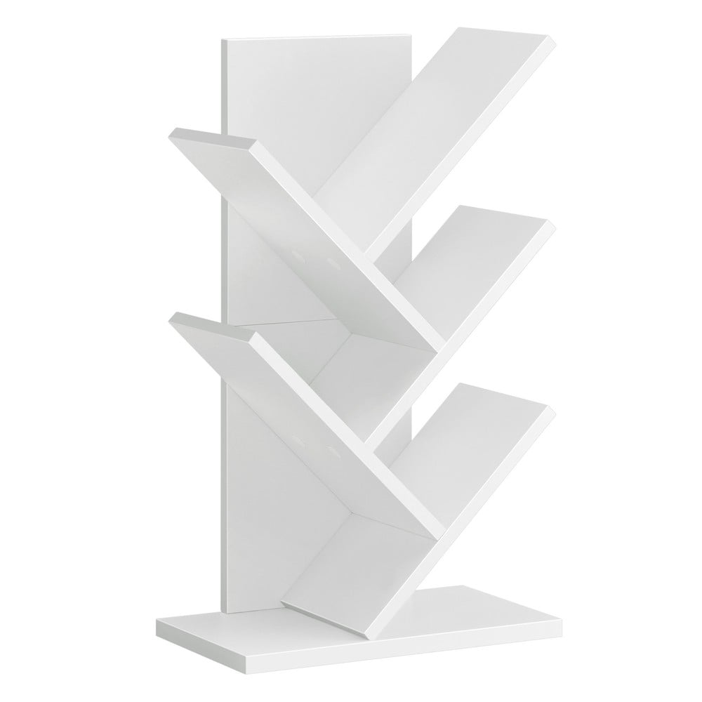 Puunmuotoinen kirjahylly 5 tasoa – Valkoinen, 30 × 17,2 × 51 cm, pieni koristeellinen kirjahylly