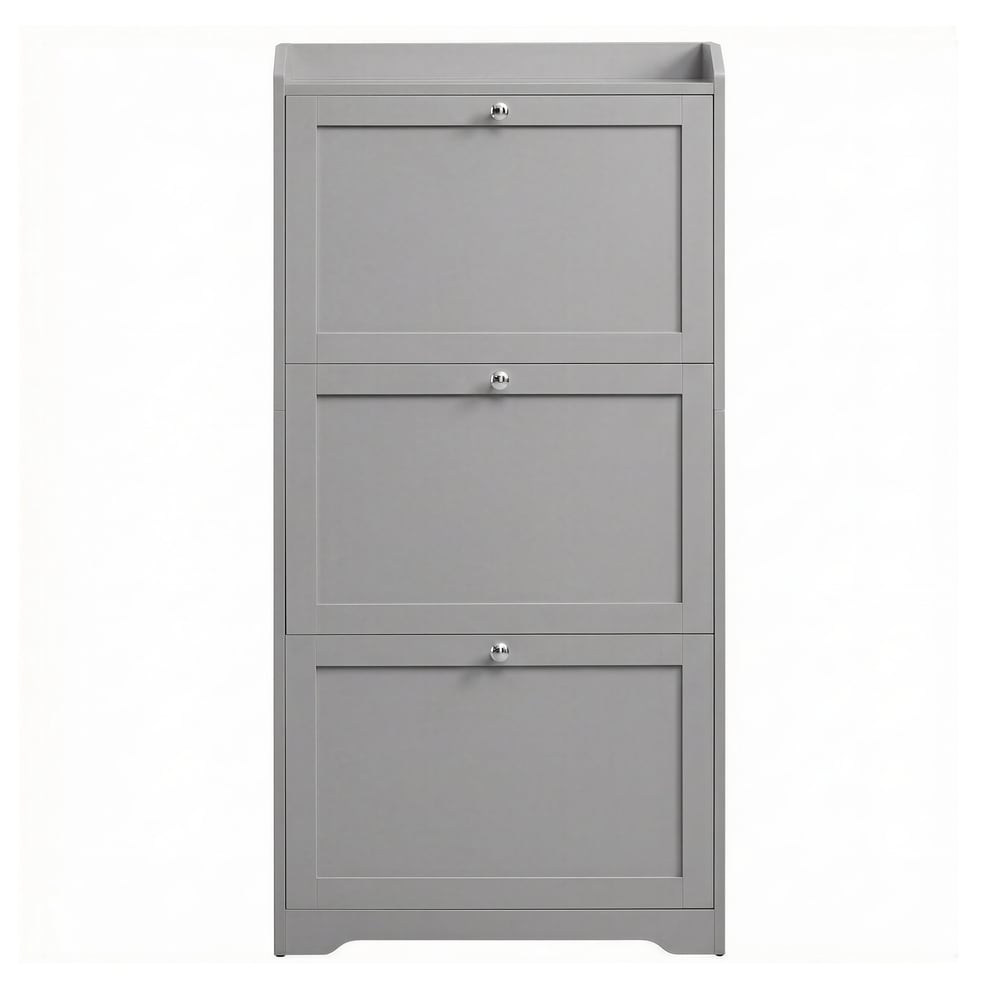 Kenkäkaappi 12–20 kenkäparille, 3 kääntöluukkua, 60 x 24 x 121,2 cm, harmaa