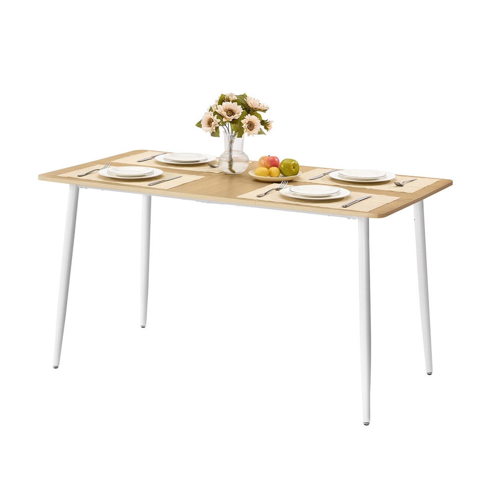 Ruokapöytä metallijaloilla 140x75 cm – Suorakulmainen keittiönpöytä tammea