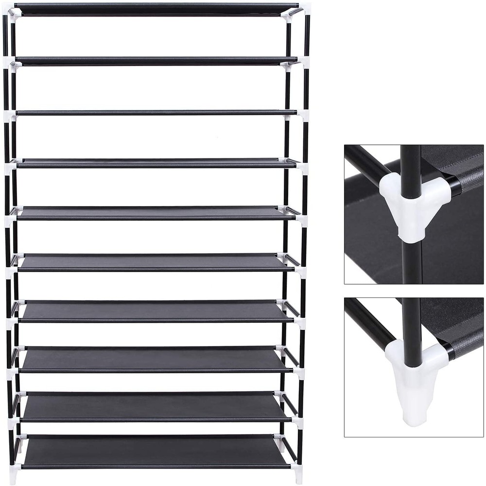 Kenkäteline, jossa on 10 hyllyä, jopa 54 parille, 100x28x162 cm – Svart / Kenkäteline / Kenkien säilytys