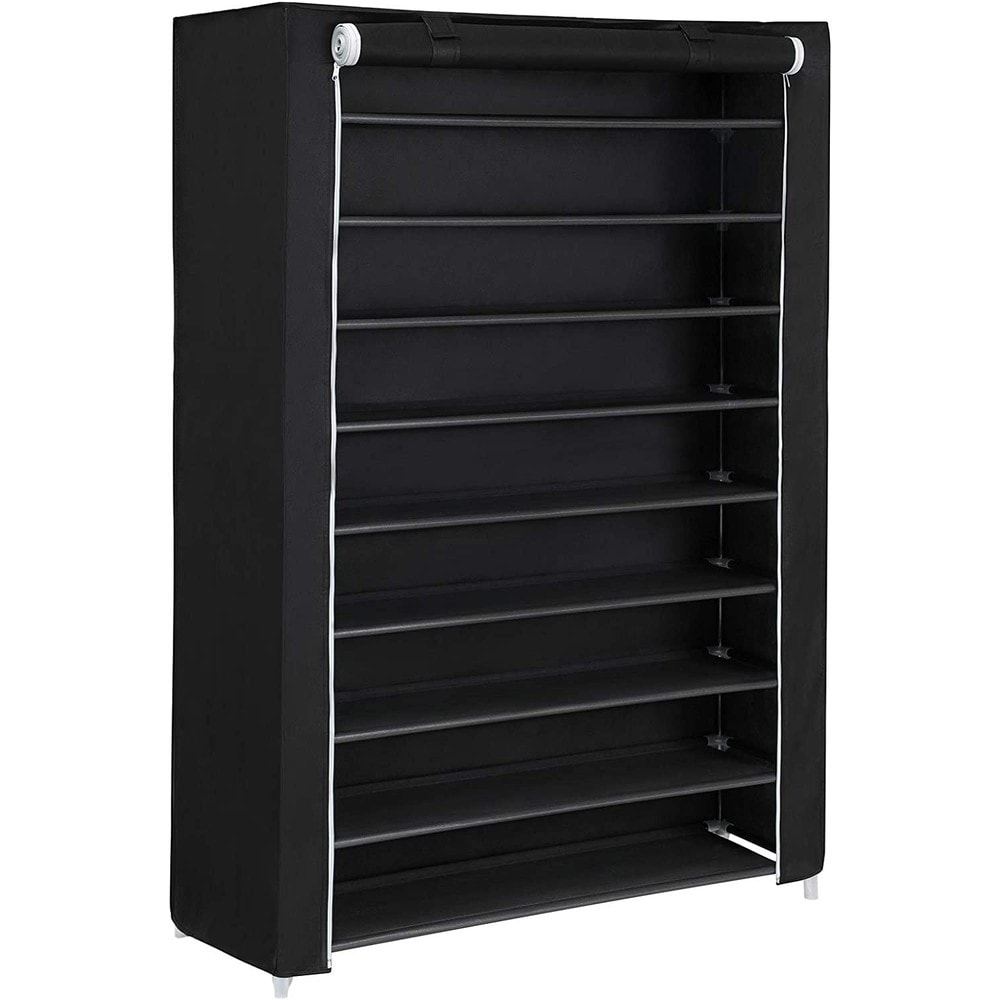 Kenkäteline, jossa on 10 hyllyä, jopa 54 parille, 100x28x162 cm – Svart / Kenkäteline / Kenkien säilytys