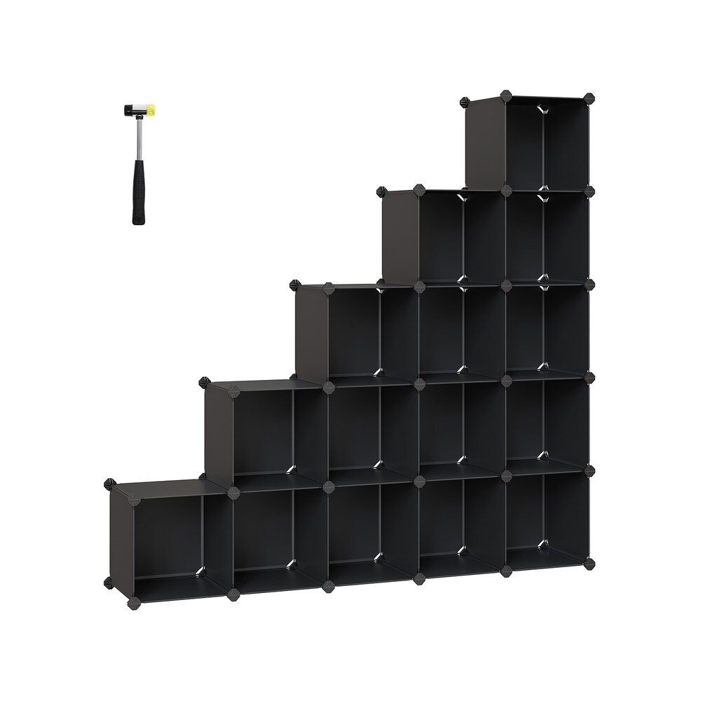 Muoviset säilytyskuutiot, 16 lokeroa, 123 x 123 cm – Svart / Moduulihylly / Kuutiohylly, avoimet lokerot