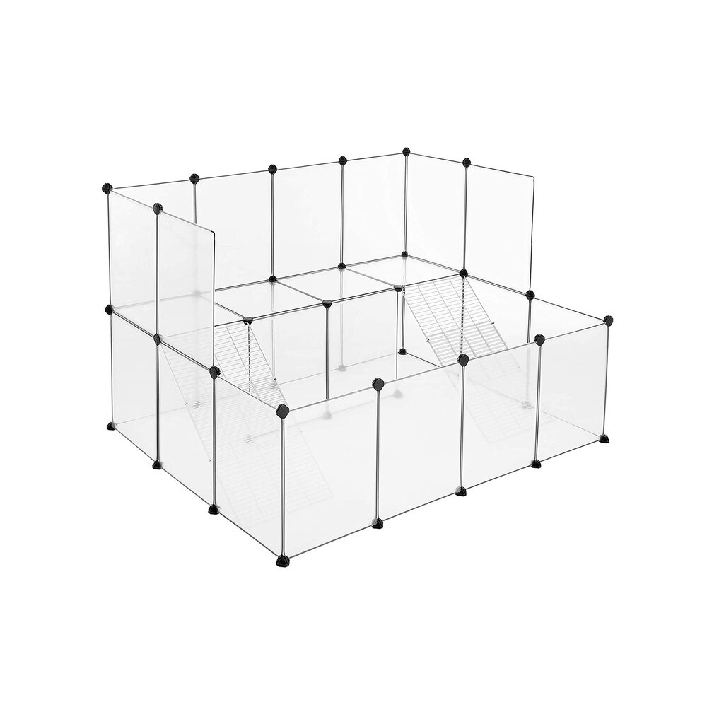 Modulaarinen häkki-aitaus marsuille ja pieneläimille 143x108 cm – Valkoinen – Marsujen aitaus – Pieneläinten aitaus