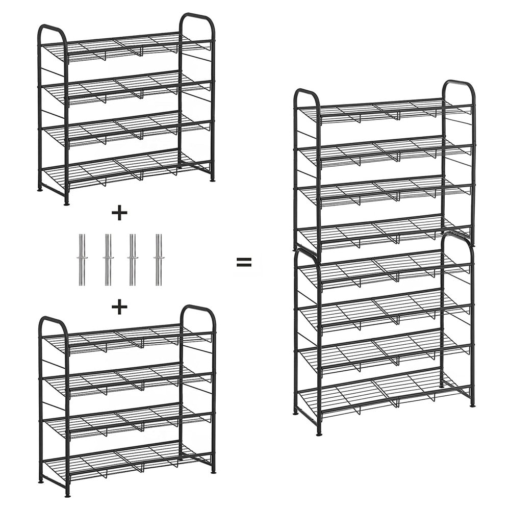 Pinottava teräksinen kenkäteline, 4 hyllyä, 68 cm – Svart / Metallinen kenkäteline / Kenkien säilytys