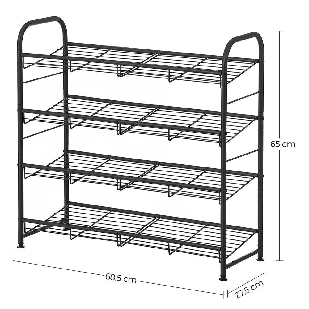 Pinottava teräksinen kenkäteline, 4 hyllyä, 68 cm – Svart / Metallinen kenkäteline / Kenkien säilytys