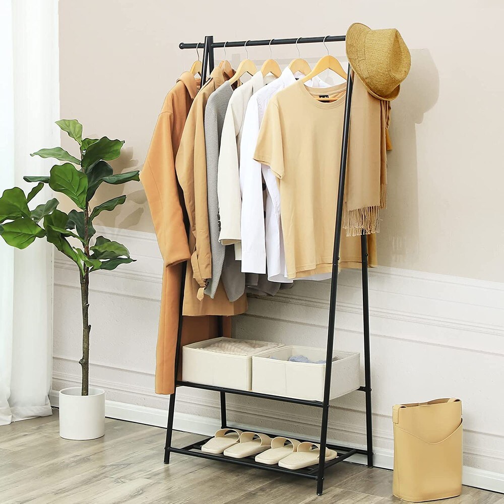 Vaatehylly, jossa on 2 kenkähyllyä, 88 cm – Svart / Vaatehylly / Avoin vaatesäilytys