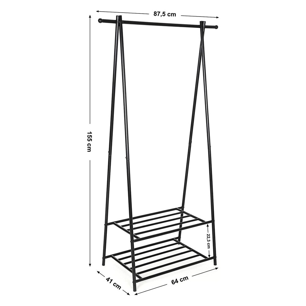 Vaatehylly, jossa on 2 kenkähyllyä, 88 cm – Svart / Vaatehylly / Avoin vaatesäilytys