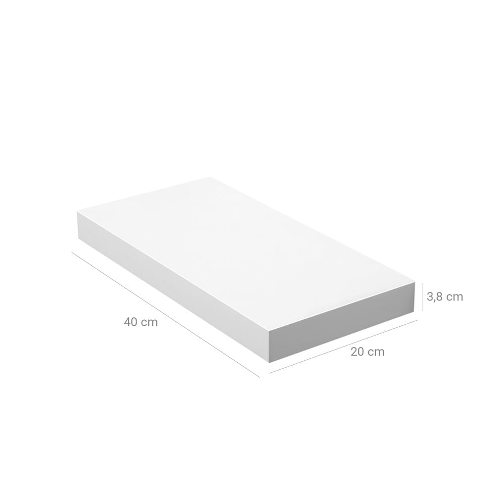 Ripustettava seinähylly 40x20 cm – Valkoinen / Seinähylly piilokiinnityksellä / MDF-koristehylly