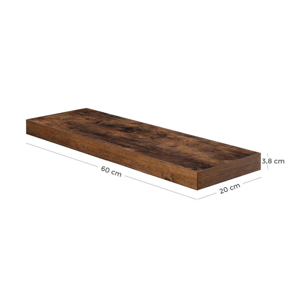 Ripustettava seinähylly 60x20 cm – Rustinen ruskea / Ripustettava hylly / Koristehylly