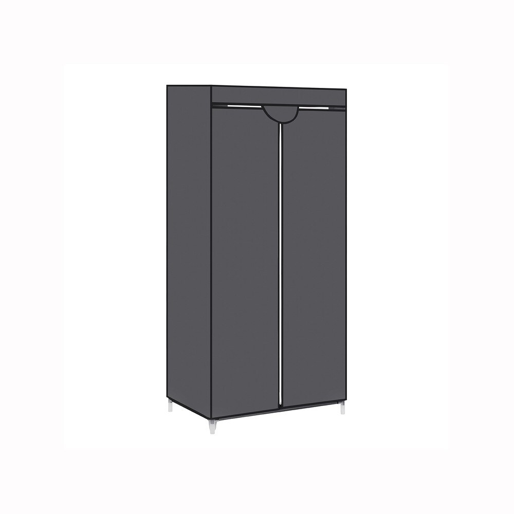 Kangaspukuvaatekaappi, jossa vaateripustin ja hyllyt, 75x45x160 cm – Harmaa / Kangaspukuvaatekaappi / Säilytyskaappi