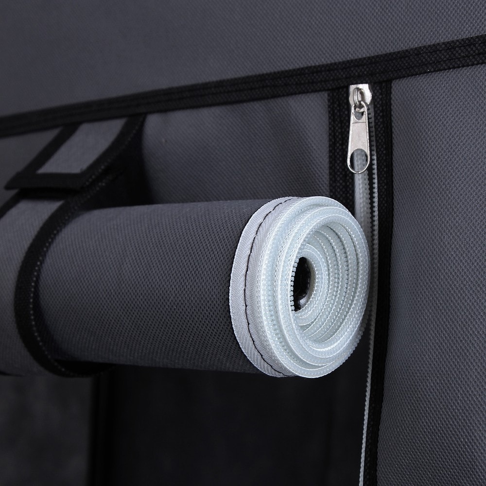 Kangasvaatekaappi, jossa on vaateripustin ja hyllyt, 110x45x175 cm – Harmaa / Kangaskaappi / Vaatteiden säilytys