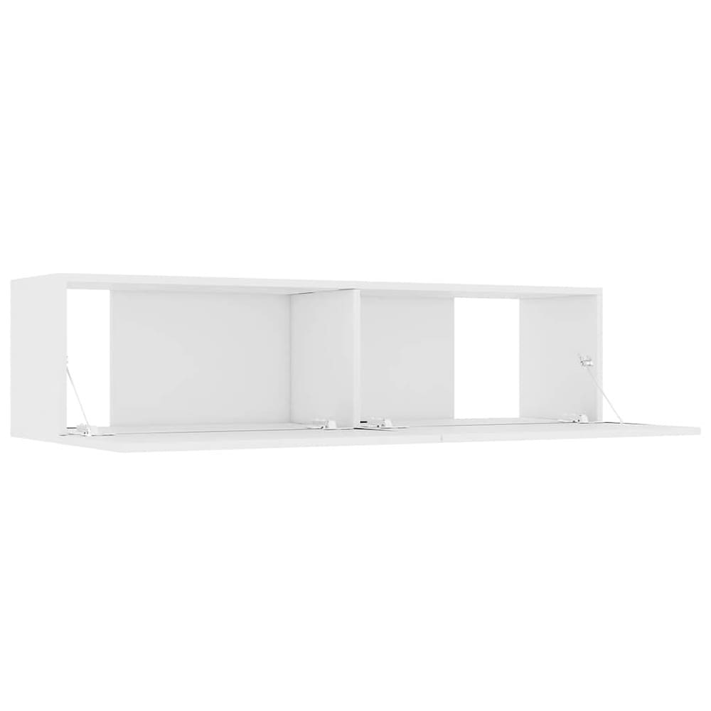 vidaXL Seinälle kiinnitettävä TV-taso 120x30x30 cm, valkoinen, puukomposiitti, 2 lokeroa