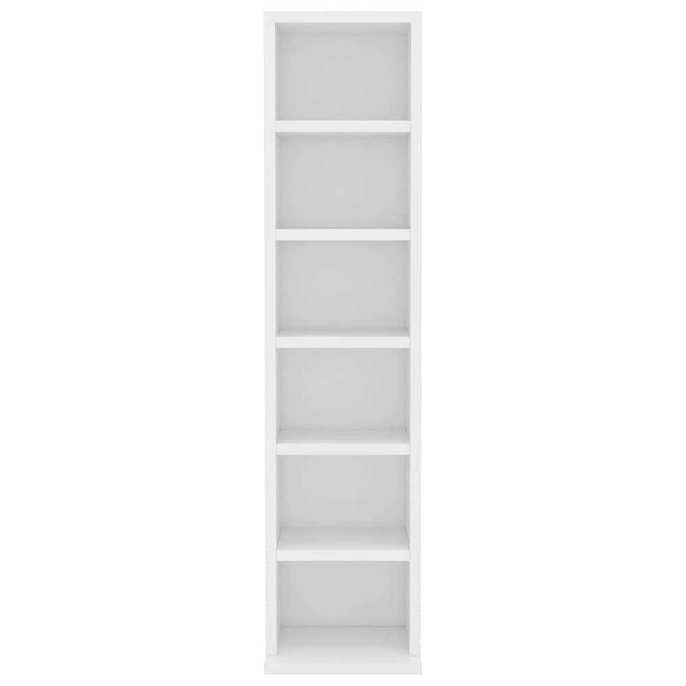 vidaXL CD-hylly 6 lokeroa, valkoinen, 21 x 20 x 88 cm, puukomposiitti