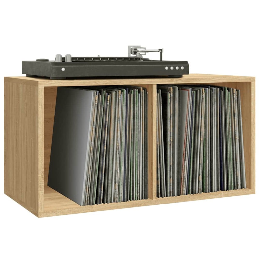 LP-levyjen säilytyslaatikko 71x34x36 cm – Sonoma-tammi / Vinyylihylly / Levyjen säilytys
